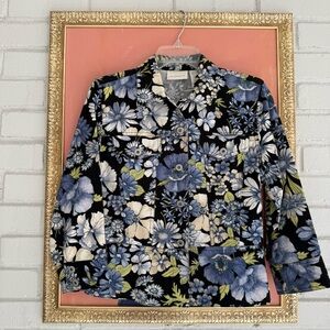 Vintage Liz Claiborne Button-Up Floral Jacket - 100% Cotton